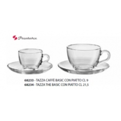 TAZZA BASIC CAFFE \ CAPPUCCINO CON PIATTO VETRO