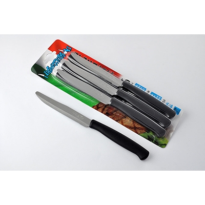 COLTELLO BISTECCA CM. 11,5 MANICO PLASTICA NERO PZ. 6 SVANERA