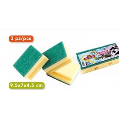 SPUGNE GIALLO VERDI CON IMPUGNATURA CONFEZIONE TRIS